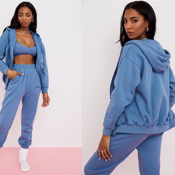 HOUSE OF CB 'Storm' Azure Zip Through Hoodie NWOT - Picture 2 of 5